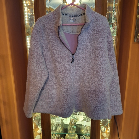 Time and Tru Jackets & Blazers - Women's Time & Tru Pinkish Lilac Fleece Teddy Pullover 3/4 Zip Sz 1X